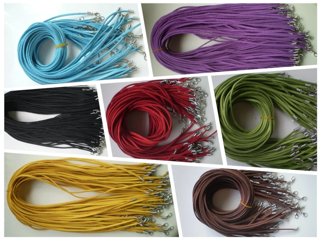 

Hot New 20inches Wholesale 10 PCS Suede Leather String Necklace Cords With Clasp multiple jewelry making supplies lobster Clasp