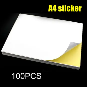 

New Hot 100Pcs A4 Self Adhesive Sticker Label Paper Sticker for Laser Printer Inkjet Printer