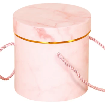 

Round Hat Boxes Floral Boxes Flower Packaging Paper Bag Gift Storage Box Florist Bouquet Flower Packaging Box With Lid Lanyard