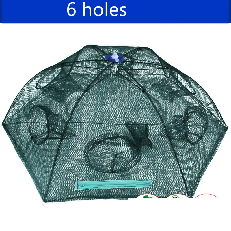 6-24 Holes Automatic Umbrella Fishing Net Shrimp Cage Foldable Crab Loach  Fish Trap Cast Net Cast Folding Fishing Network Pesca