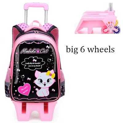 Детская школьная сумка/комплект на колесиках детские школьные рюкзаки на колесиках для детей сумка через плечо для девочек сумки-тележки для школы - Color: High foot 6 wheel