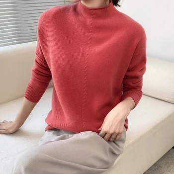 

BELIARST Draw 100% Wool Bottoming Sweater for Women 2020 Autumn and Winter New Half-high Neck Slim Short Pullover Free Shipping