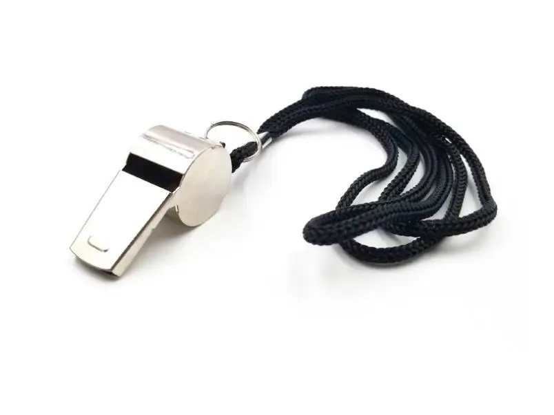 

200pcs Metal Referee Whistle with Black Lanyard for Training Emergency Survival Coaches Sport Party Soccer Football Use SN2795