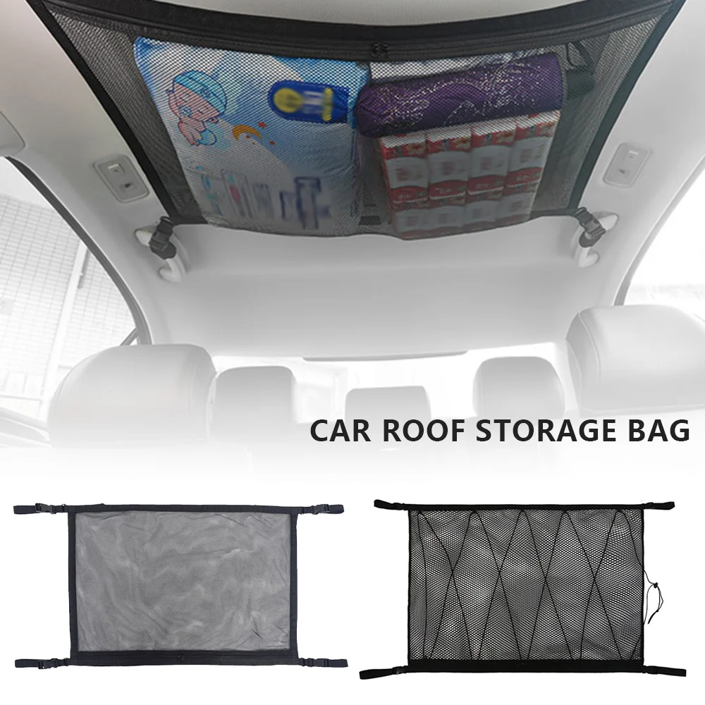 Car Ceiling Storage Net Universal Car Roof Cargo Net Mesh Storage Bag Camper Van Caravan Ceiling Pouch Car Interior Accessories