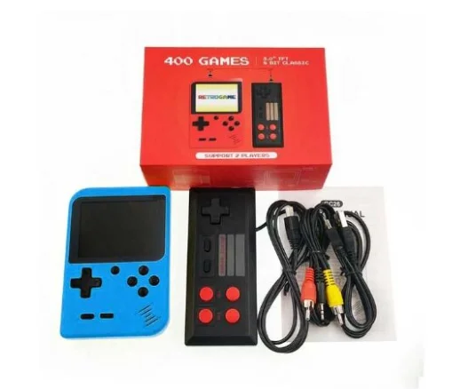 blue with gamepads Новая встроенная 400 игр 800 мАч батарея Ретро видео портативная игровая консоль+ геймпад 2 игрока двойной 3,0 дюймовый ЖК-игровой плеер - Цвет: blue with gamepads