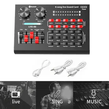 

Karaoke Live Sound Card Headset Microphone Accessories Personal Entertainment Computer PC External USB Voice Chat Audio Mixer