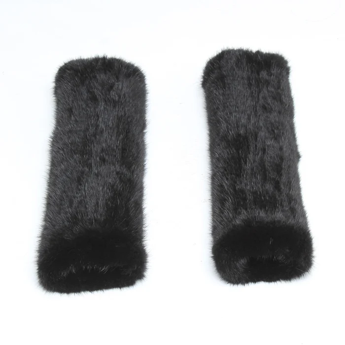 Winter Real Mink Fur Glove Women Warm 100%Natural Mink Fur long gloves 30cm Fashion Thick Soft Genuine Mink Fur gloves - Цвет: black