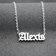 Ожерелье для женщин из нержавеющей стали с именем старого английского на заказ, персонализированное ожерелье с подвеской Аманда Анжела