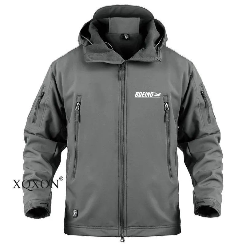 XQXON- Водонепроницаемая флисовая куртка с принтом Boeing, ветровка для пилота, лыжное пальто, Походное пальто для мужчин и женщин, куртки KA701 - Цвет: Gray