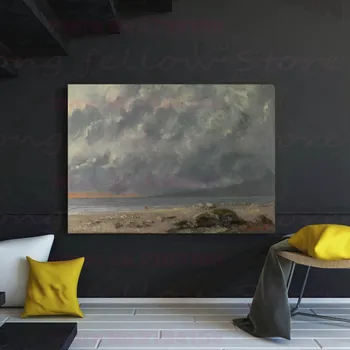 

Gallery Prints Home Decor Gustave Courbet Replica Beach Seascape Artwork for Bathroom Office Hallway Decor Dropshipping