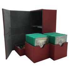 

Large Size Pokemon Yugioh MTG TCG CCG Deck Box Card Case Binder Board Game Holder: Red Color
