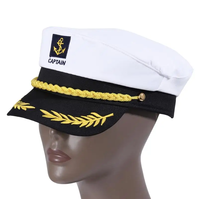 Party Hat Yacht Captain Hat Adult Yacht Boat Ship Sailor Captain Costume Hat Cap Marine Admiral Embroidered Captain'S Cap Halloween Sailor Hat
