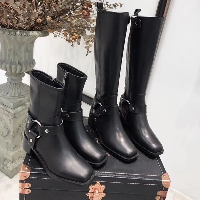 

New arrival 2019 autumn and winter women boots buckled zip genuine leather hgh quality comfortable long boots