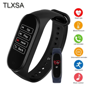 

Men Sports Pedometer Smart Bracelet Fitness Tracker Heart Rate Monitor Smart Band Intelligent Music Control Fit Android Phone