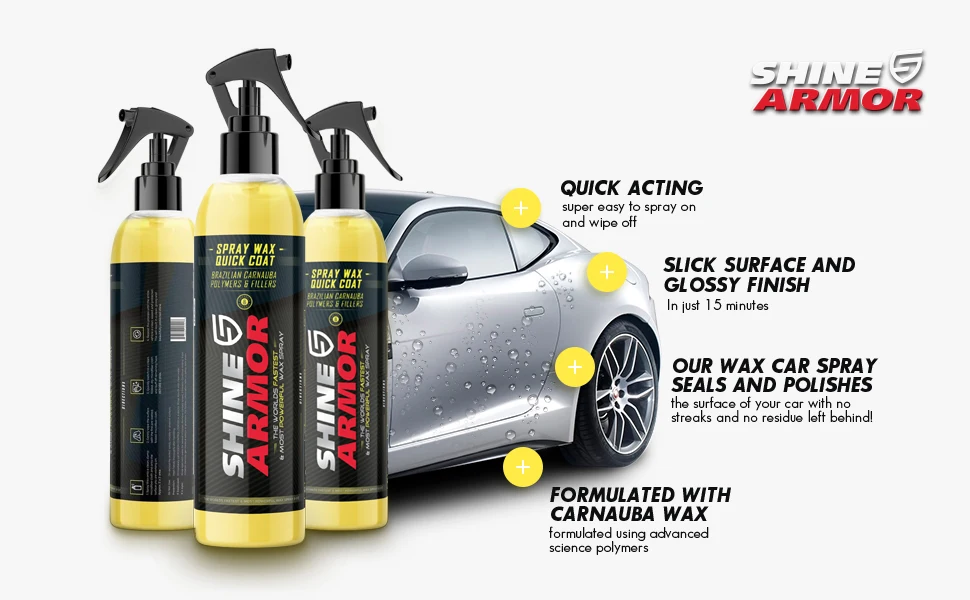 Shine Armor Car Wax with Carnauba Wax - Liquid Spray Wax for Car