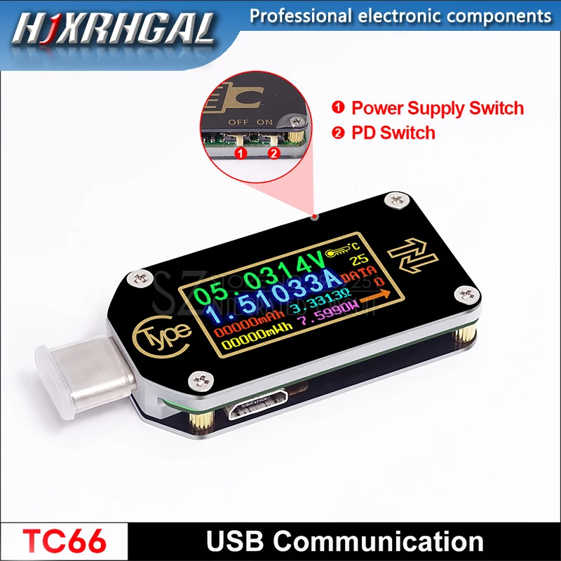 TC64 TC66 TC66C type-C PD триггер USB-C Вольтметр Амперметр Напряжение 2 способ измеритель тока модульное зарядное устройство батарея USB тестер модуль