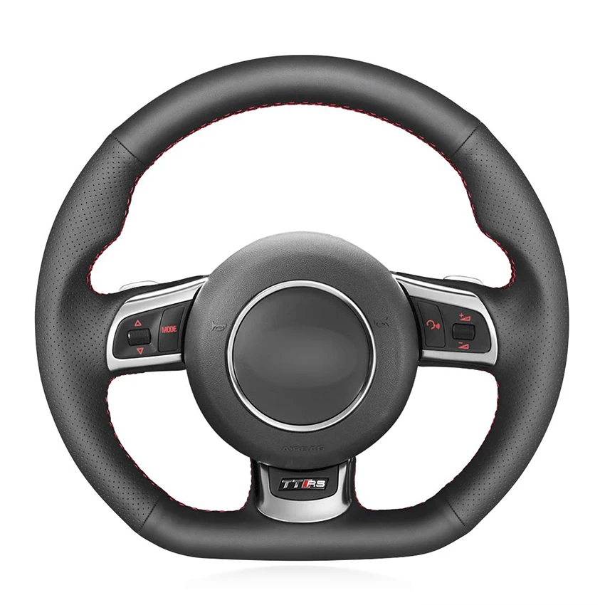 Coprivolante Per Auto In Pelle Nera Cucita A Mano Per Audi Tt Rs (8J) 2009-2014 Rs 3 (8P) Sportback Rs 6 (C6)