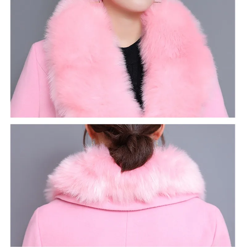 YAGENZ осенняя одежда шерстяное пальто женское пальто с меховым воротником манто Femme двубортное повседневное шерстяное Женское зимнее пальто 601