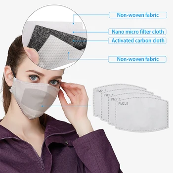 

2pcs 4 Layers Activated Carbon Filter Efficient Filtration PM2.5 Anti Haze Mouth Masks Replaceable Filters For Mouth-muffle