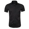 Gray Elastic Bamboo Fiber Shirt Men Brand Summer Short Sleeve Mens Dress Shirts Non Iron Easy Care Business Work Chemise Homme 4