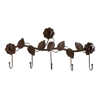 

Vintage Metal Rose Leaves Hook Coat Hat Bag Hanger Organizer Holder Wall Decor 48 * 5 * 18 Cm Coat Hooks