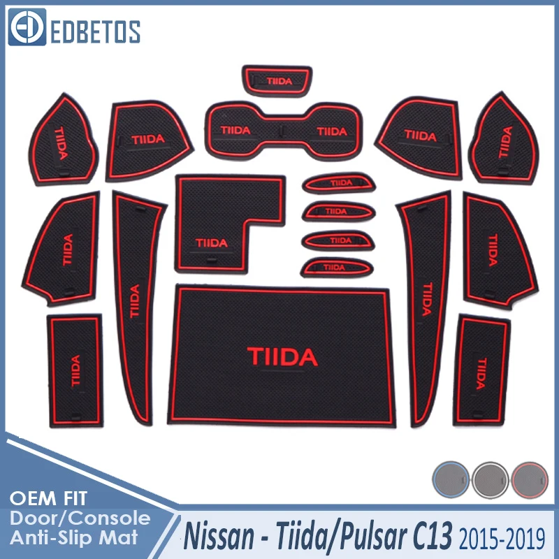 Автомобильный Гаджет коврик для Nissan Tiida Pulsar C13 аксессуары гелевая накладка резиновые ворота Слот коврик чашки коврики Tapis - Название цвета: Tiida Red