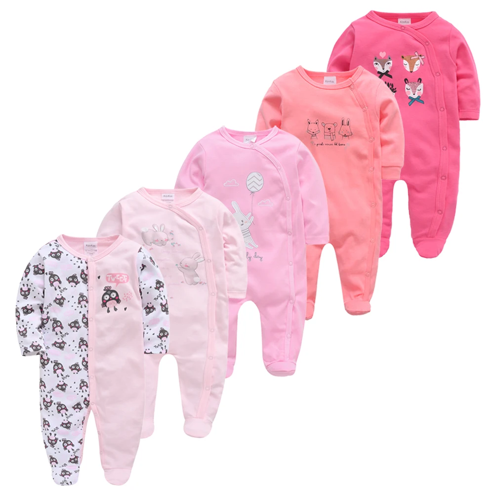 Honeyzone Neonato Girl Clothes Pink Set Soft Breathable Pajamas Bebe Roupas Infantil Menina Flower Print Footies 0-12M