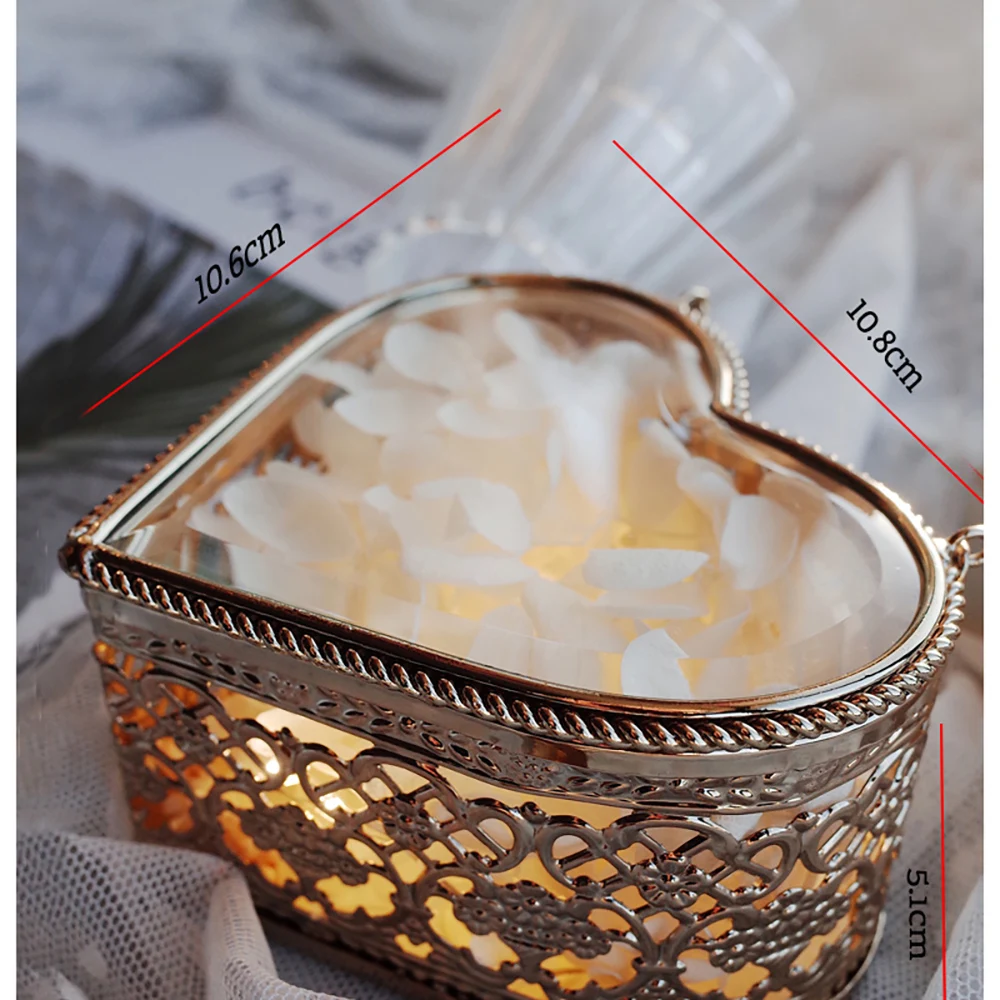 Custom Clear Glass Jewelry Box Valentine'S Gift Ring Box Necklace Storage Bride Party Wedding Decoration Personalized Gifts