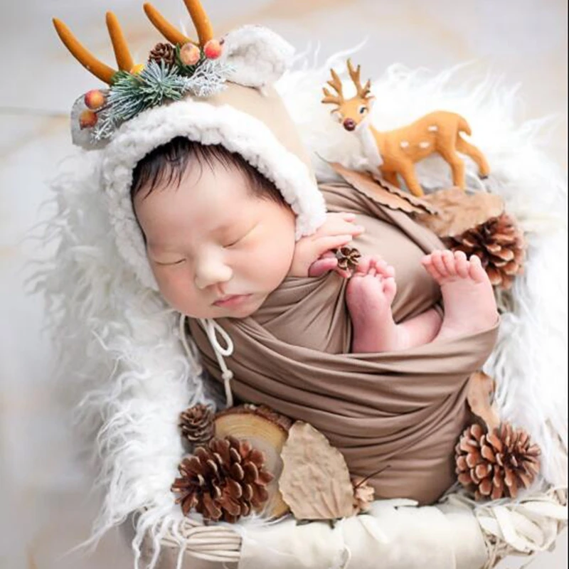 newborn photography accessories antlers bonnet infant baby deer cute headdress studio newborn photo shoot accessories 2 colors