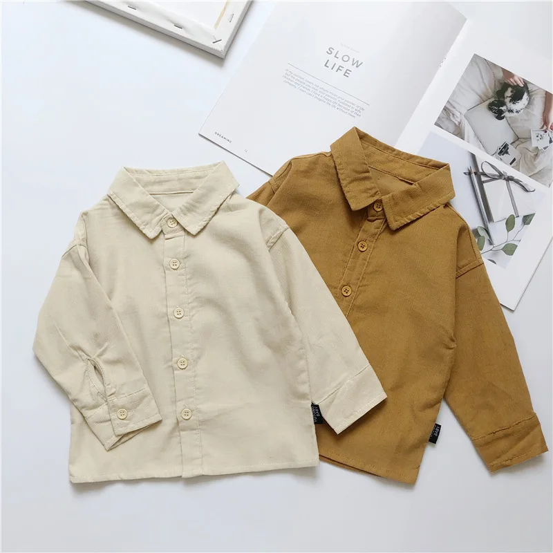 Toddler Boys Clothes Shirt Autumn Kids Korean Solid Casual Long Sleeve