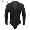 Mens Latin Dance Shirt Rhinestone V-Neck Men Dance Shirt Ballroom Latin Dancing Clothes Professional Competition Dancewear ► Photo 1/6