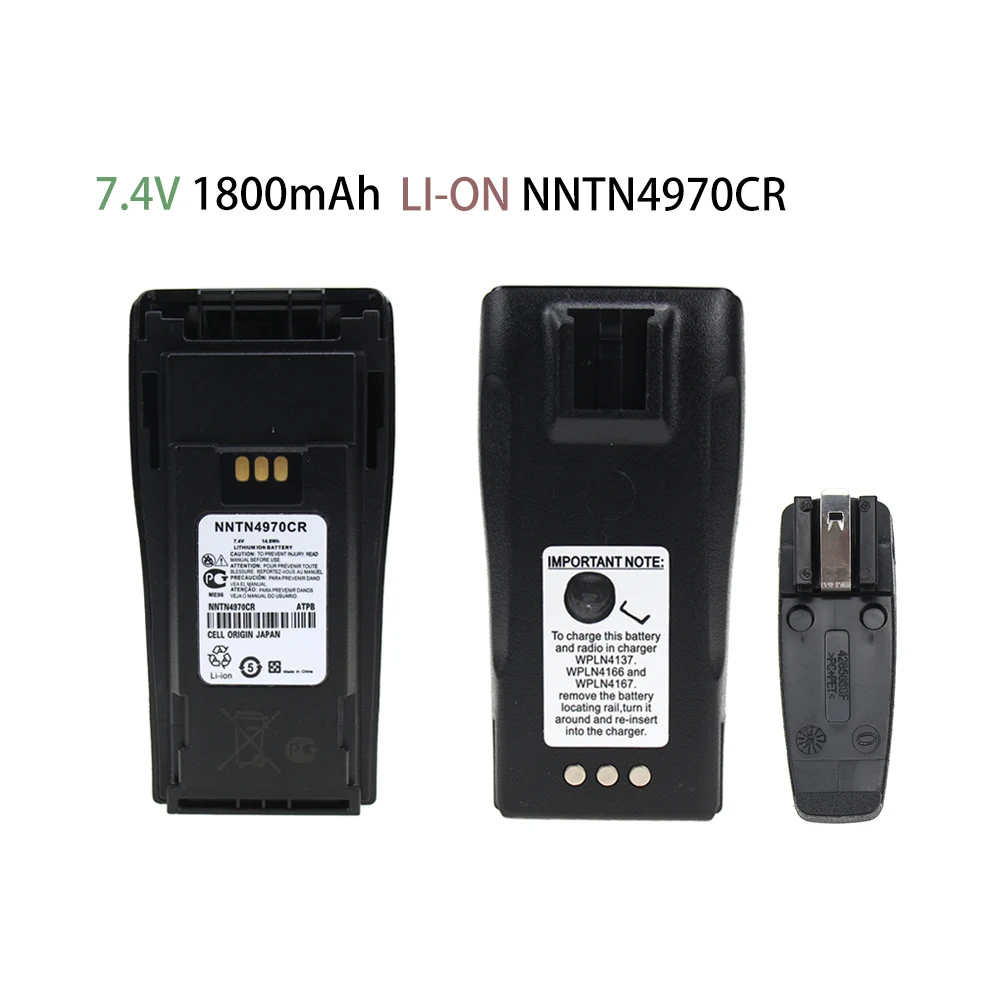 

2-Way Radio Replacement Battery 7.4V 1800mAh Li-on for Motorola NTN4496 and CP040, 140, 160, 200 Radios