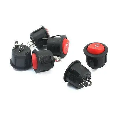 

6Pcs SPST ON/OFF 2 Pin Red Headed Round Boat Rocker Switch AC250V 6A AC125V 10A