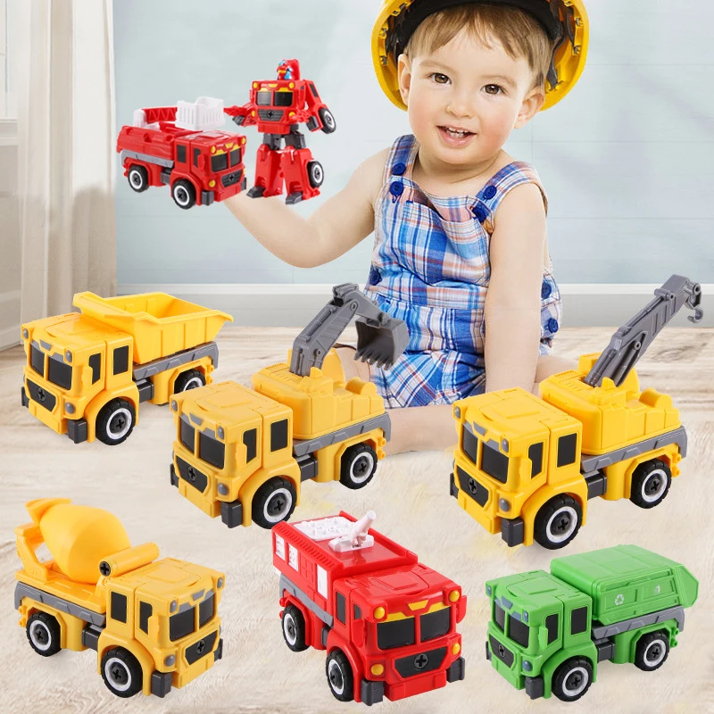 Coche de bloques de construcción con forma de tuerca para niños, juguete educativo para desmontar, ingeniería, transformación