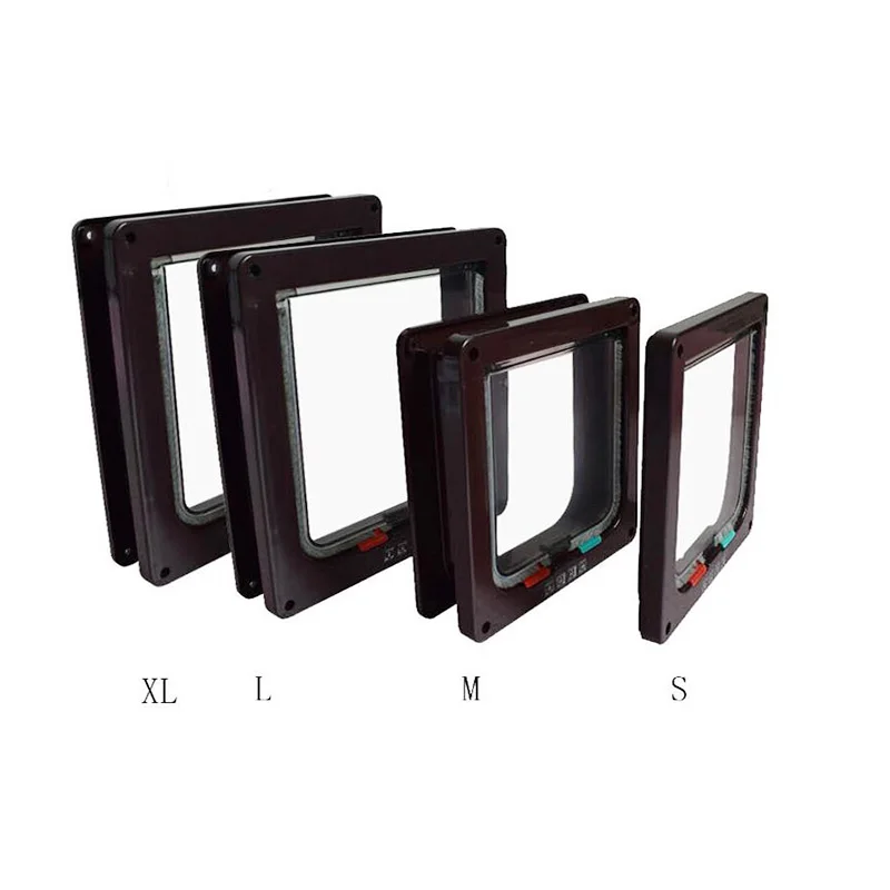 Pet Cat Flap Door with 4Way Security Lock Flap Gate Weatherproof for Dogs Cats Pet Puppy Kitten ABS Plastic Gates Doors Dog Hole