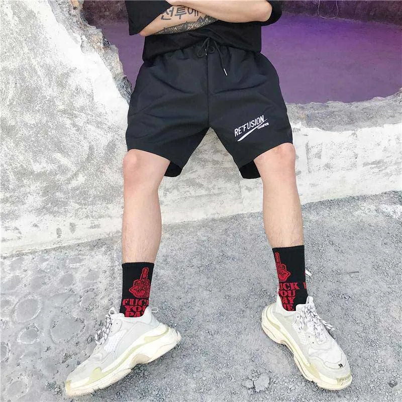 NiceMix корейский принт письмо harajuku для женщин сплошной альбом обычный Ulzzang Прямая поставка прямые свободные панк ноги Винтаж повседневное