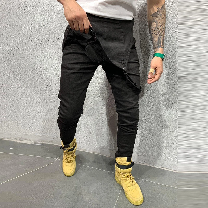 Spring Male Sleeveless Trousers Work Jumpsuit Men Pocket Overalls Pants Man Suspender Five Color Autumn Jumpsuit Casual 2019