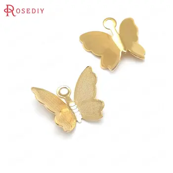 

(36914)20PCS 14x11MM 24K Gold Color Brass Butterfly Charms Pendants High Quality Diy Jewelry Findings Accessories wholesale