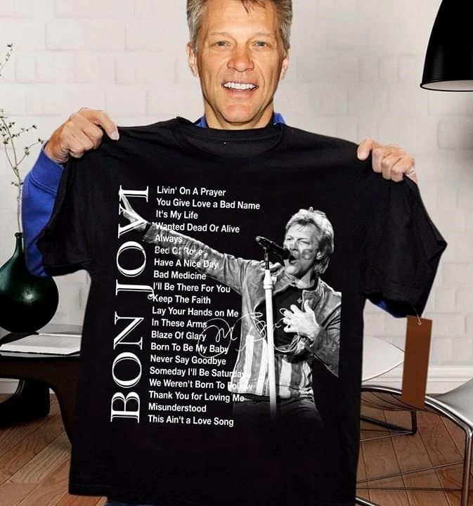 Bon Jovi Songs Linin On A Pray You Give Love Bad Name It My Life футболка | Мужская одежда