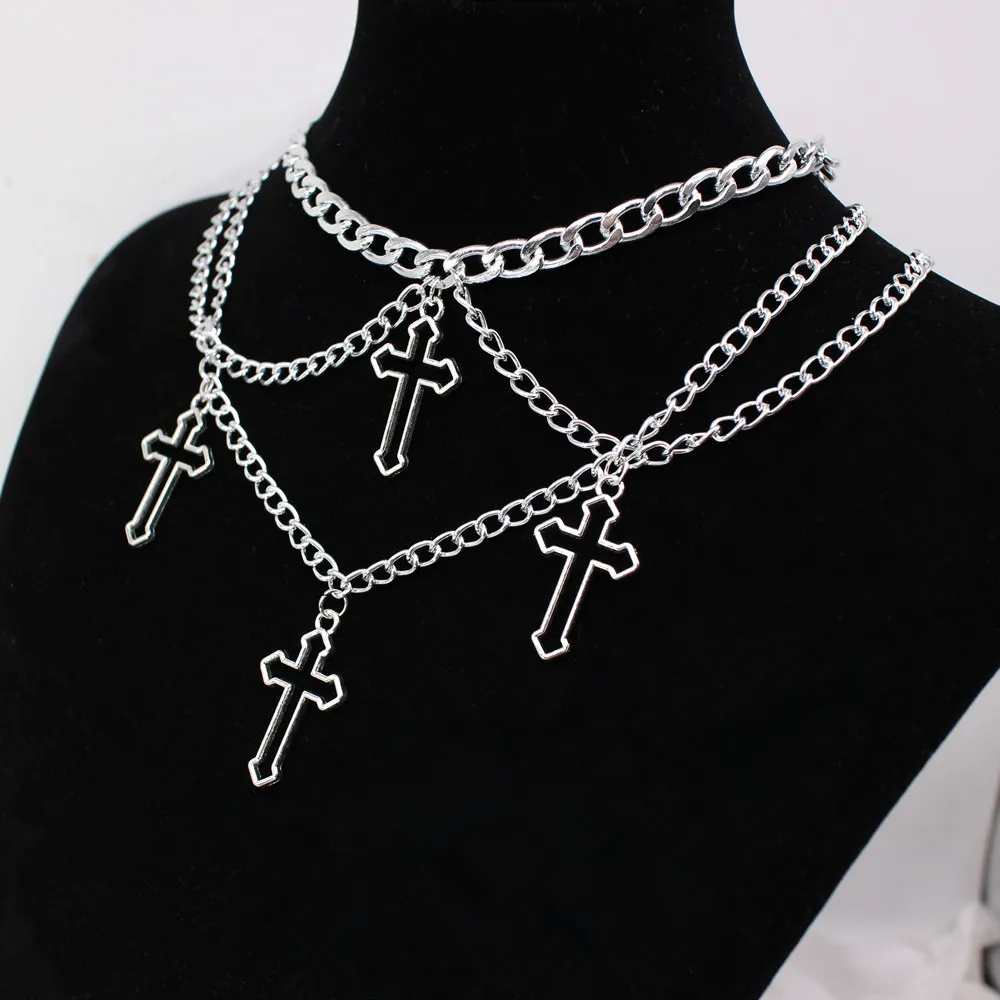 Ожерелье Goth Streetwear с кулоном гранж-Крест для женщин и мужчин украшение на шею