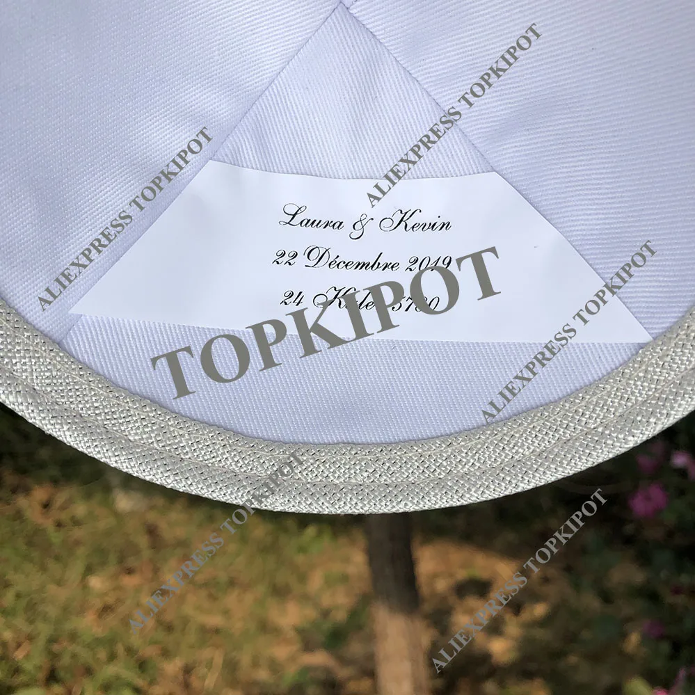 Цвета слоновой кости металлическая Серебристая мишура в декорированном мешковиной горшке кипа со слоновой костью с вышивкой