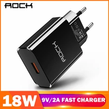 ROCK 18 Вт Быстрая зарядка QC 3,0 USB зарядное устройство для iPhone Xiaomi samsung с двумя портами USB быстрая зарядка автомобильное зарядное устройство с европейской вилкой USB