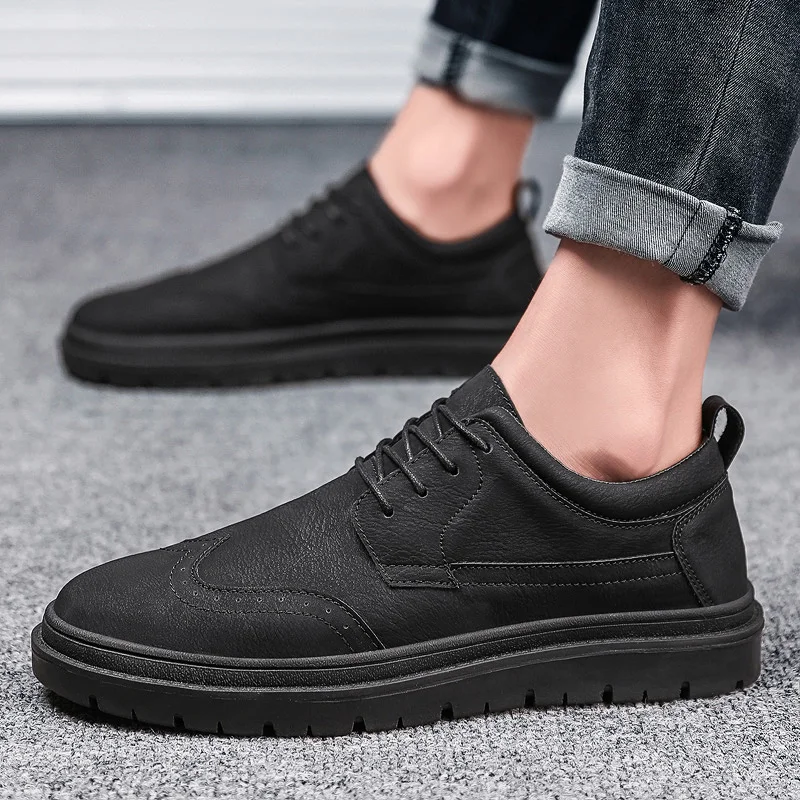 men classical leather casual shoes italian designer dress work male footwear elegant moccasins homme trend brogue shoes for men (18)