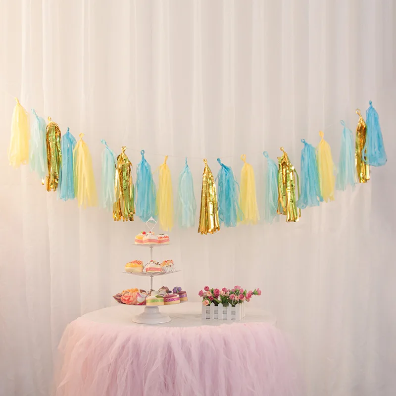 

10 Sets Garland Confetti Baby Shower Tissue Tassel Birthday Party Weeding Decoration for Background Wall Ornament