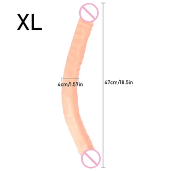 18.5 Inch Overlength Double Dildos Soft Double Headed Penis Realistic Phallus Double Penetration Vagina and Anus Sex Toys Dick 2