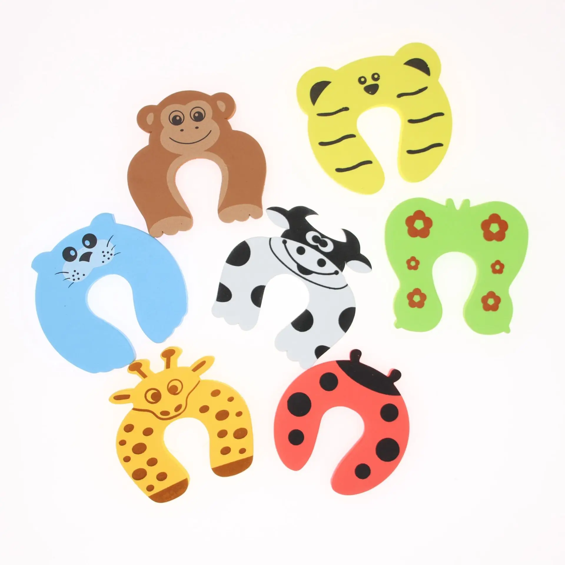 5PC/set Baby silicone safety door plug door crossing decoration care cartoon animal jammer child protection anti-pinching