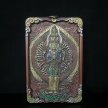 

wedding decoration China wealth auspicious Mahogany Thangka Buddha Plate Hand Carved Thousand-Hand Guanyin Dover Head Buddha