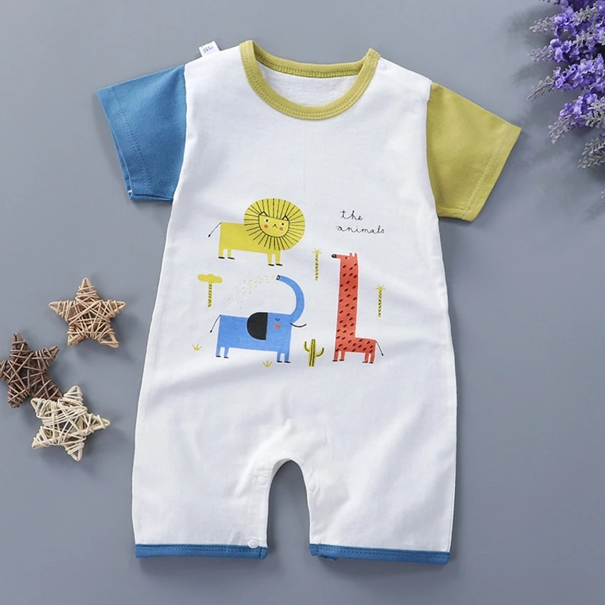 2021 Baby Boy Summer New Girl Clothes Newborn Cartoon Girl Short-Sleeved Boxer Romper 0-24 Months Cute  jumpsuits Cotton baby suit Baby Rompers