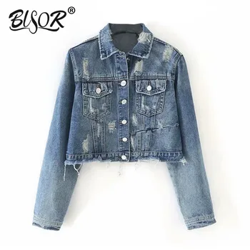 

Women's Short Denim Jacket lapel Winter Collar Denim Jacket For Women Jeans Jacket Women Denim Coat Lady Loose Fit Casual Style
