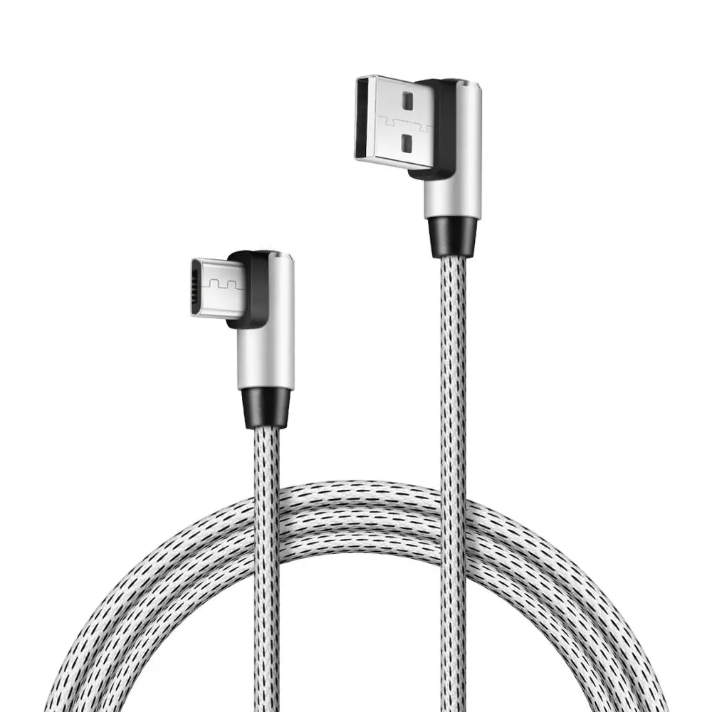 Зарядное устройство для Android Micro USB кабель, [3,3 фута/1 м] быстрое микро USB зарядное устройство нейлоновая оплетка для samsung, LG, htc, Nexus, Kindle, PS4 - Цвет: Серебристый